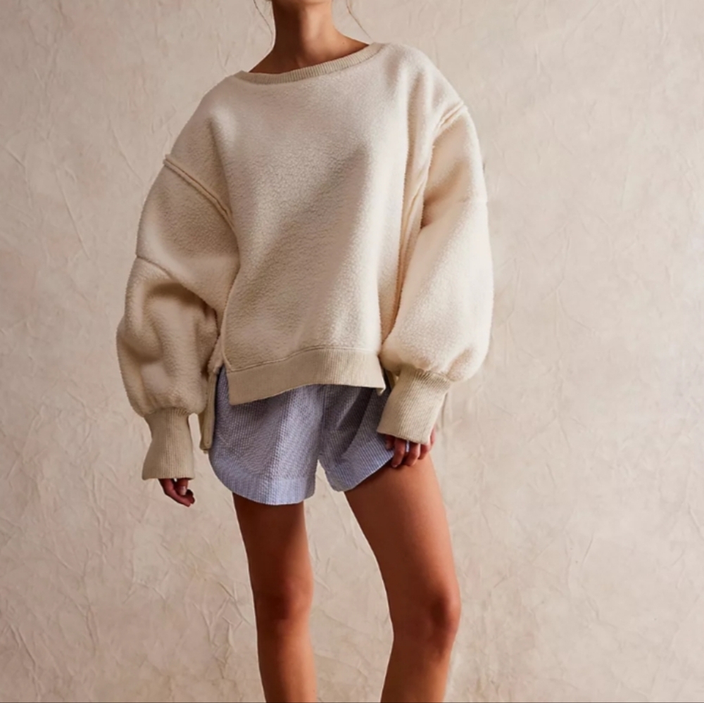 Free People We The Free Cozy Camden Sweatshirt Vanilla Ice Cream - Picture 4 of 12